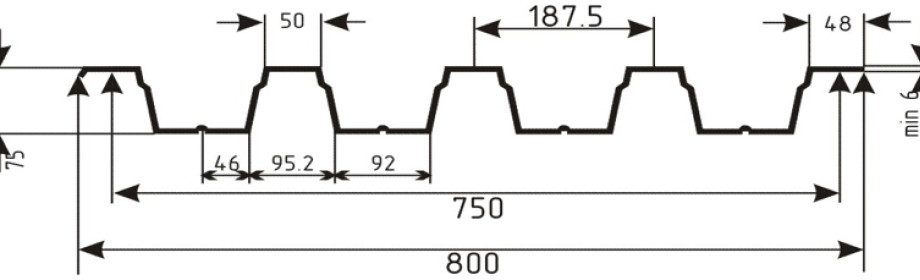 Профнастил Н-75 0,5 мм RAL